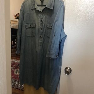 denim dress below the knee